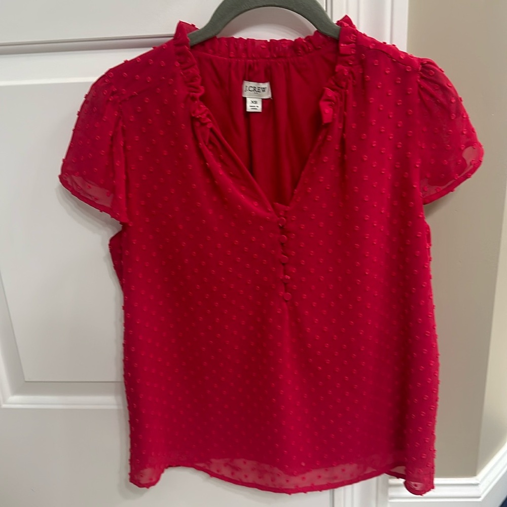 Hot pink jcrew flutter cap sleeve blouse